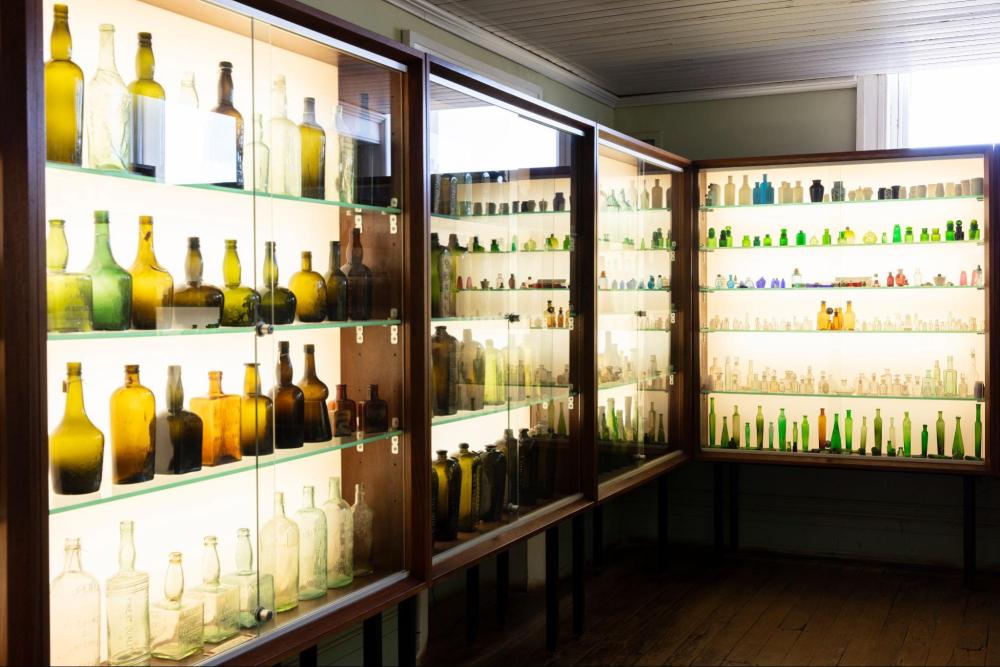 bottles on shelves