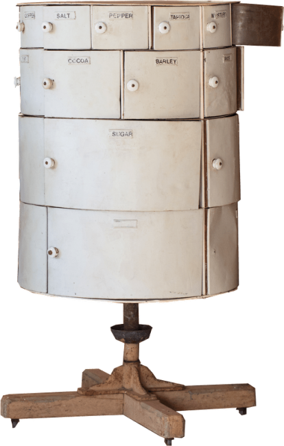 44 gallon drum converted in to a kitchen pantry